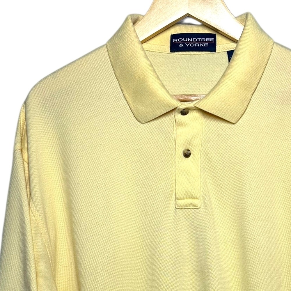 Roundtree & Yorke Men's Size XL Pale Yellow Short Sleeve Polo Shirt Cotton